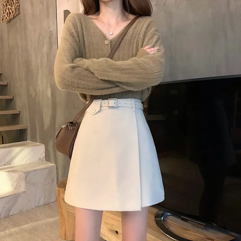 Mini Skirts Women Simple Fashion Solid All-match Temperament Feminine Spring Elegant Daily Ins Retro Casual Basic Bottom Empire