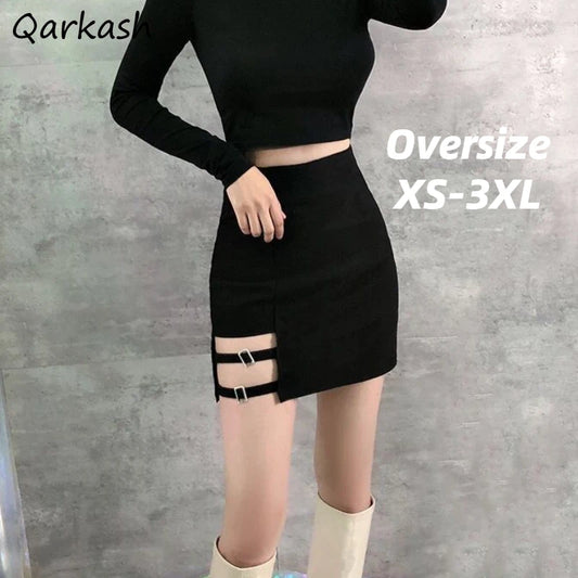 Skirts Women Summer Hollow Out Simple Mujer XS-3XL Retro Trendy Solid High Waist Korean Style Fit A-line Sexy Leisure Faldas Ins