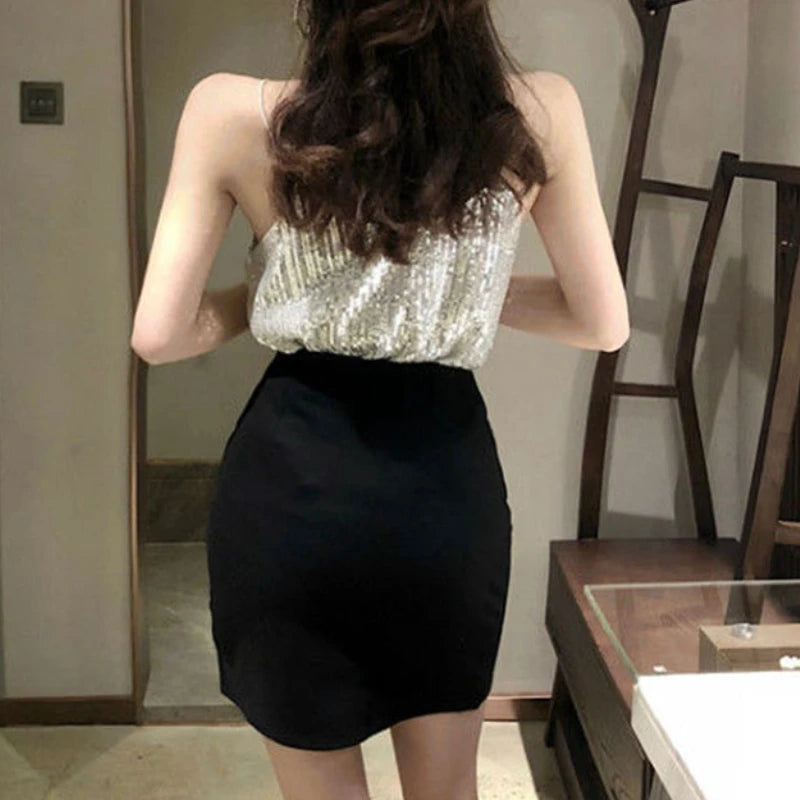 Skirts Women Summer Hollow Out Simple Mujer XS-3XL Retro Trendy Solid High Waist Korean Style Fit A-line Sexy Leisure Faldas Ins